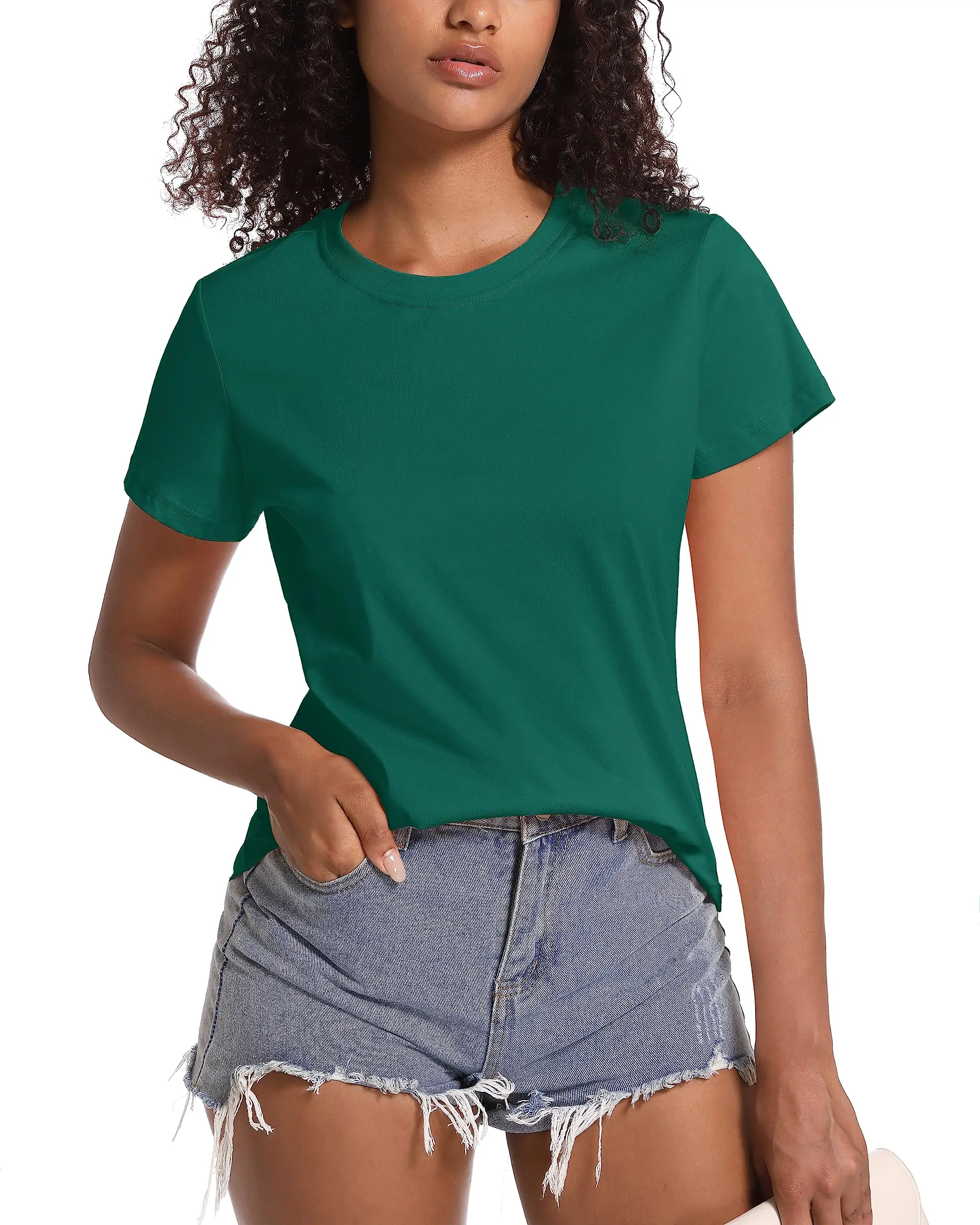 TACVASEN Summer Cotton T-shirts Womens Short Sleeve O-neck Tee Shirts Breathable Moisture Wicking Casual Fashion Basic T Tops