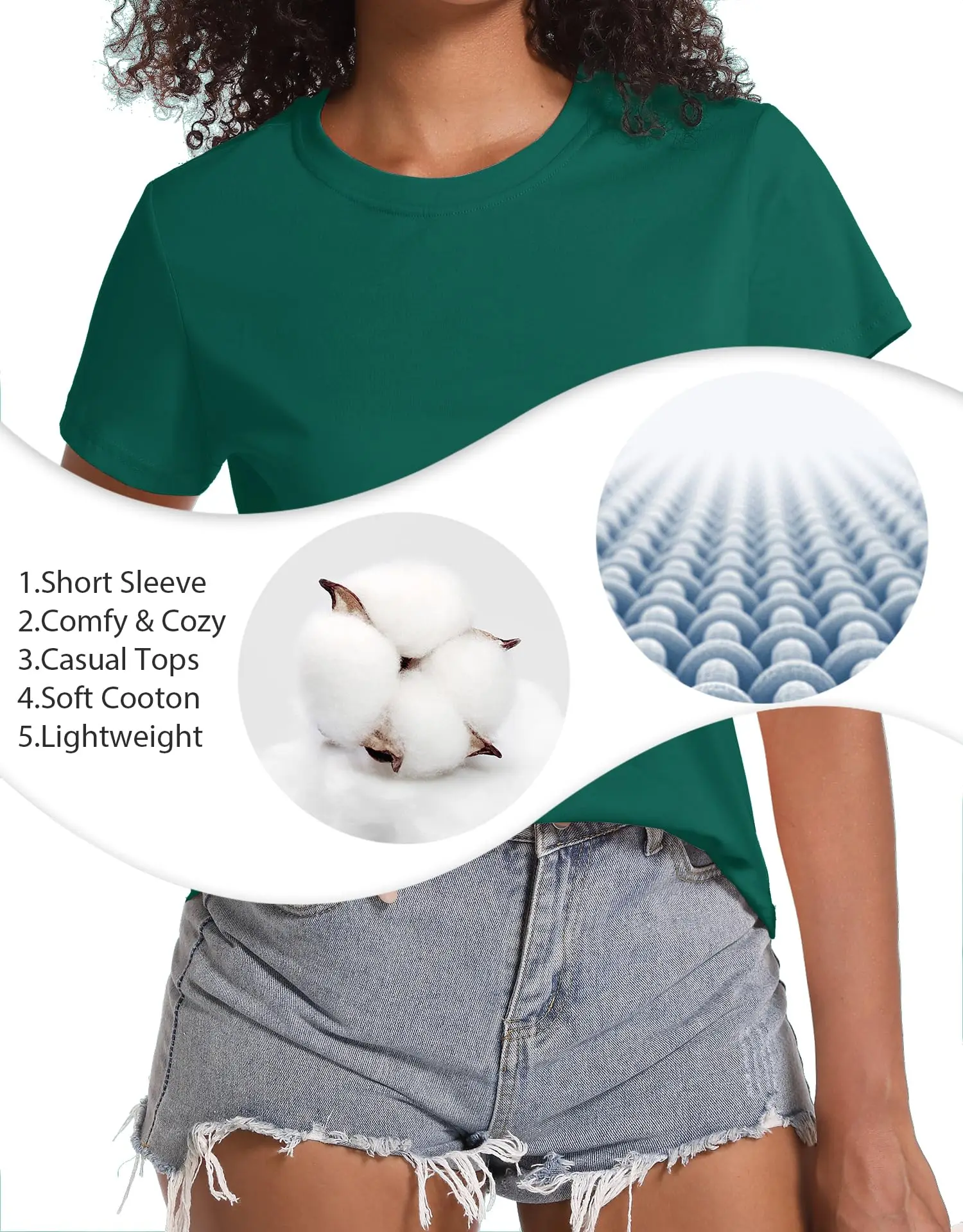 TACVASEN Summer Cotton T-shirts Womens Short Sleeve O-neck Tee Shirts Breathable Moisture Wicking Casual Fashion Basic T Tops