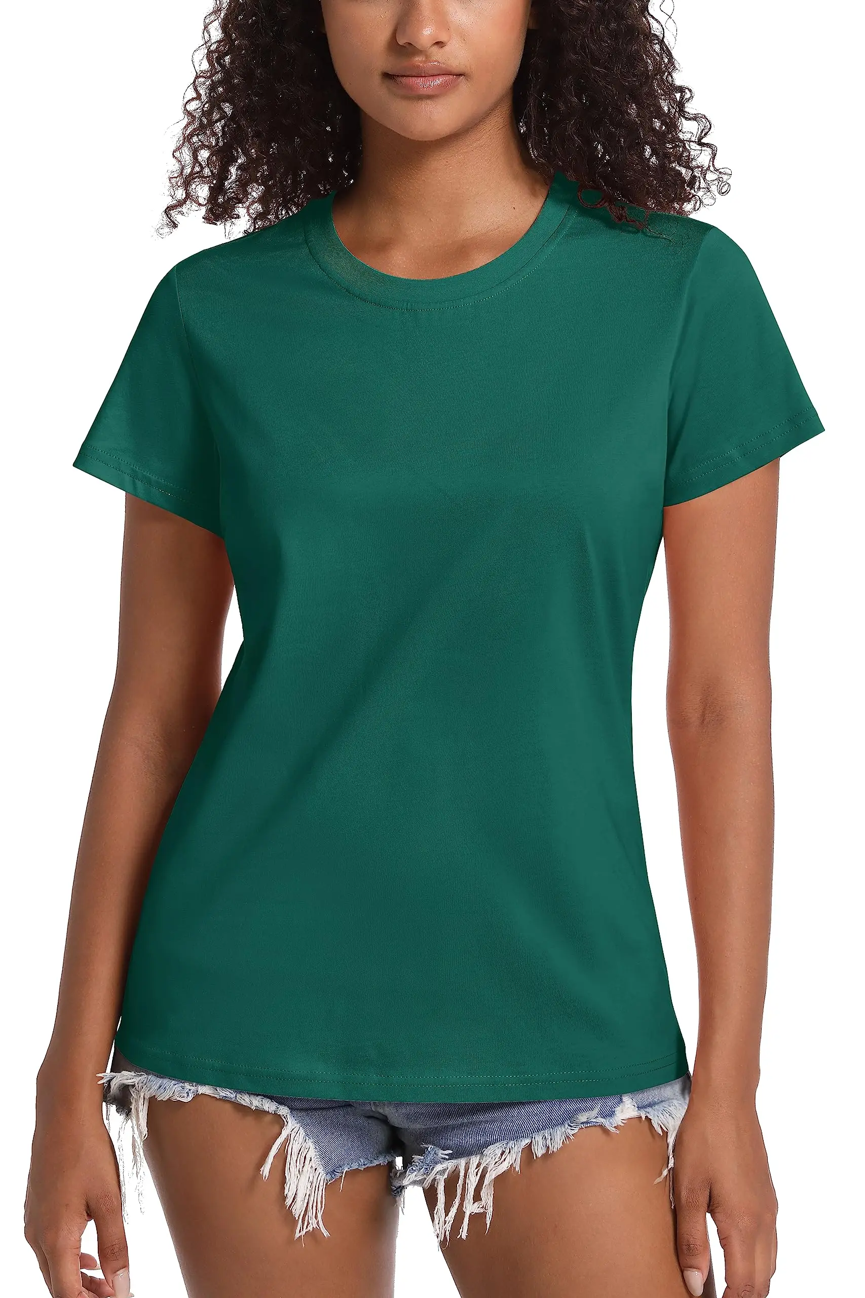 TACVASEN Summer Cotton T-shirts Womens Short Sleeve O-neck Tee Shirts Breathable Moisture Wicking Casual Fashion Basic T Tops