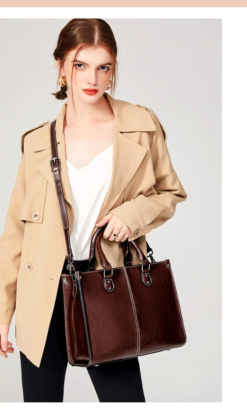 Women Handbag Cross body Shoulder Tote Bag Genuine Leather Shopping Fashion Office Female Real Cowhide Messenger Top Handle Bags