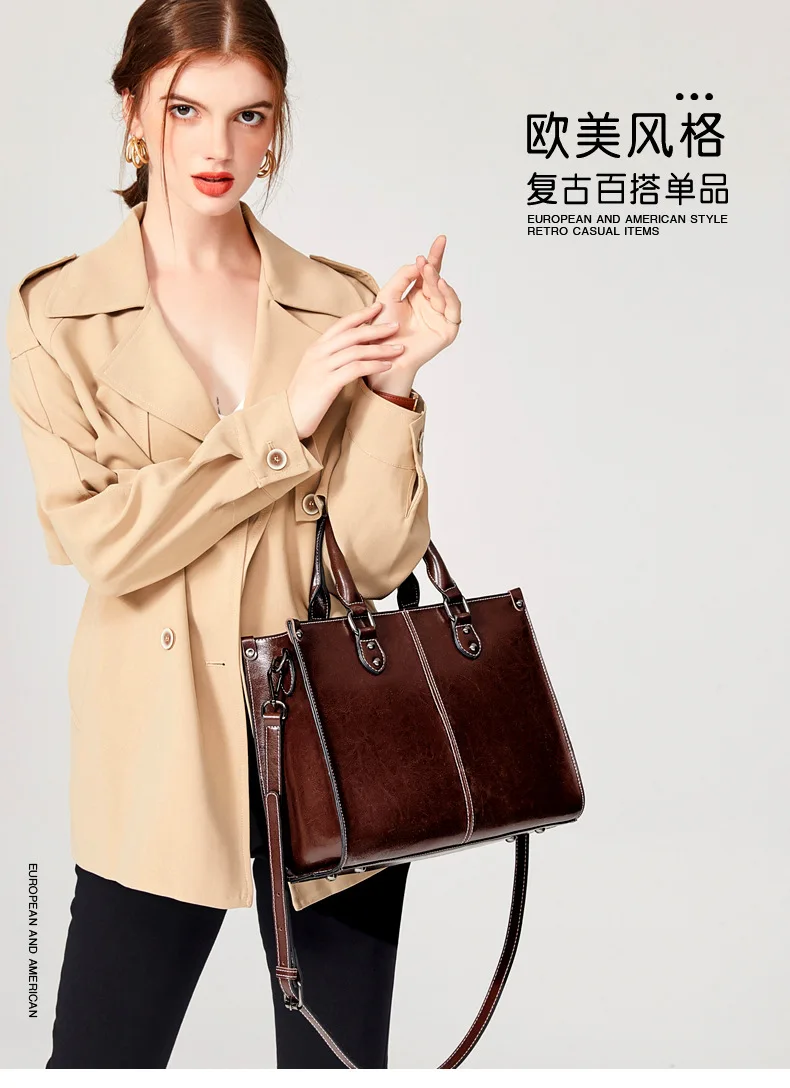 Women Handbag Cross body Shoulder Tote Bag Genuine Leather Shopping Fashion Office Female Real Cowhide Messenger Top Handle Bags
