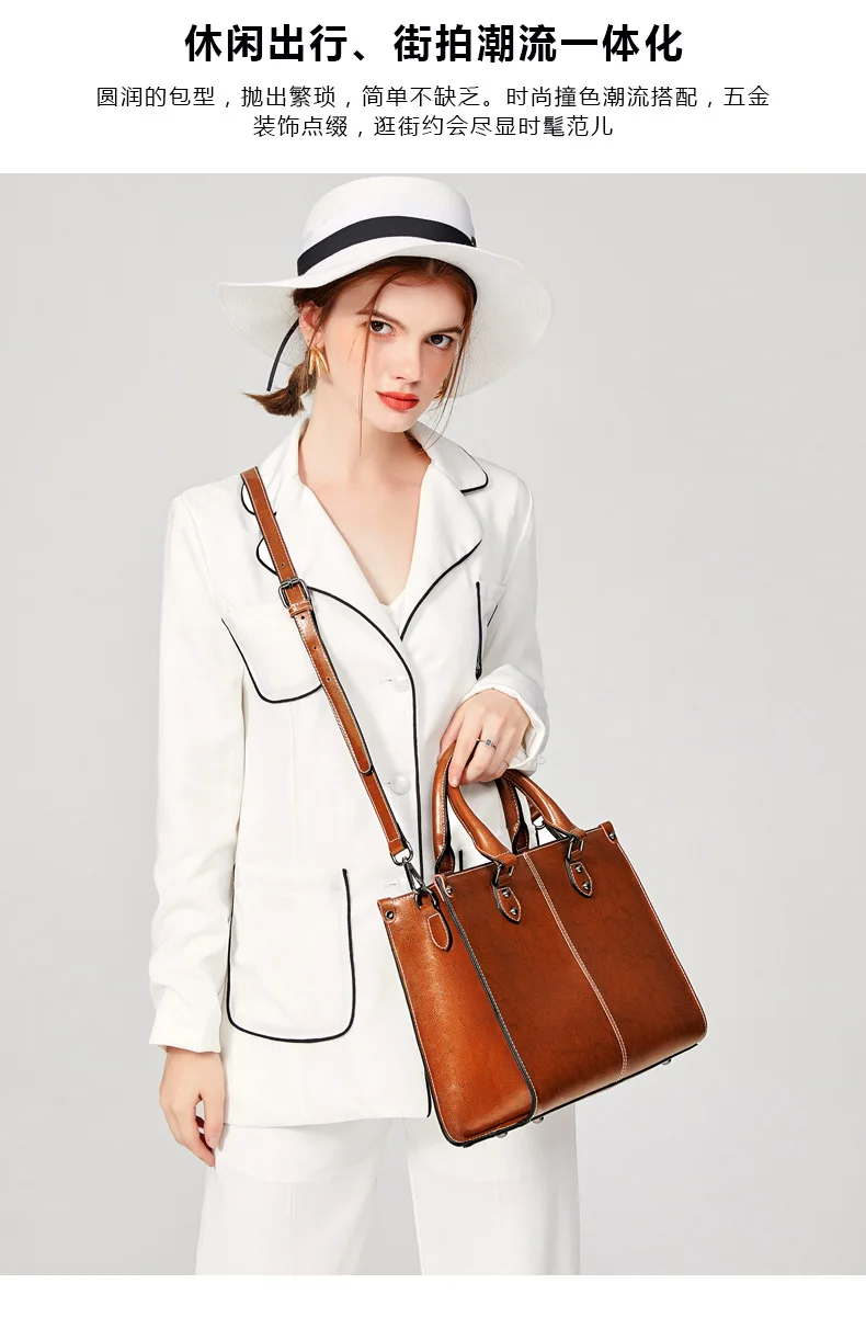 Women Handbag Cross body Shoulder Tote Bag Genuine Leather Shopping Fashion Office Female Real Cowhide Messenger Top Handle Bags