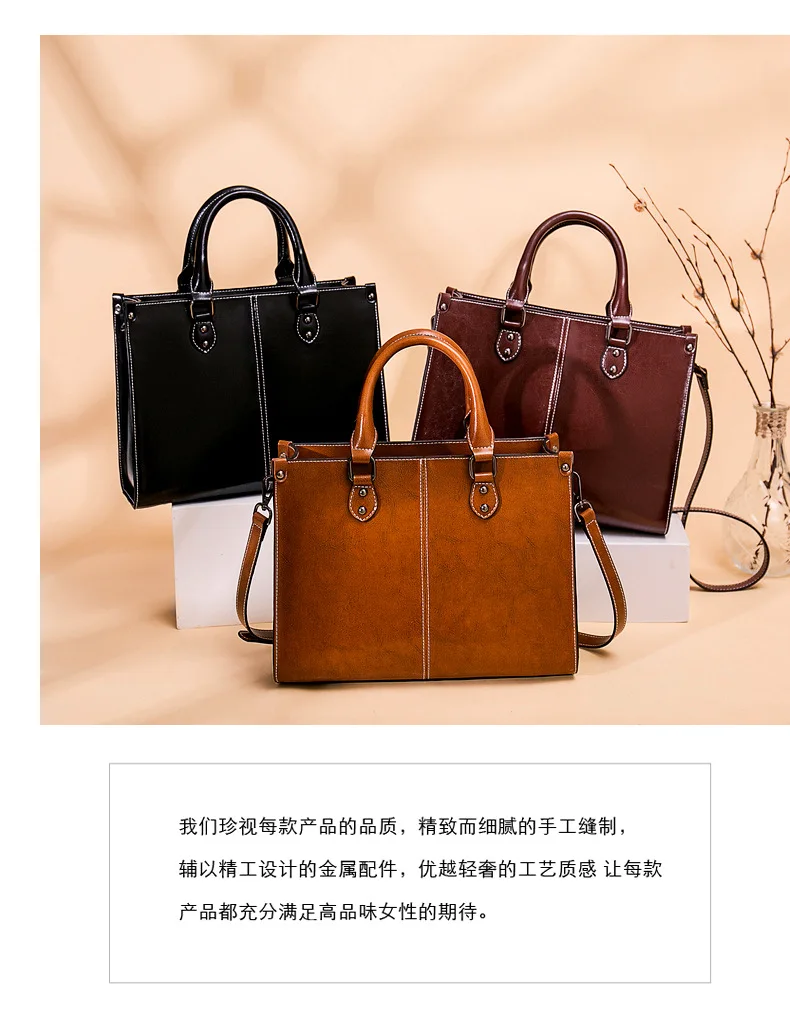 Women Handbag Cross body Shoulder Tote Bag Genuine Leather Shopping Fashion Office Female Real Cowhide Messenger Top Handle Bags
