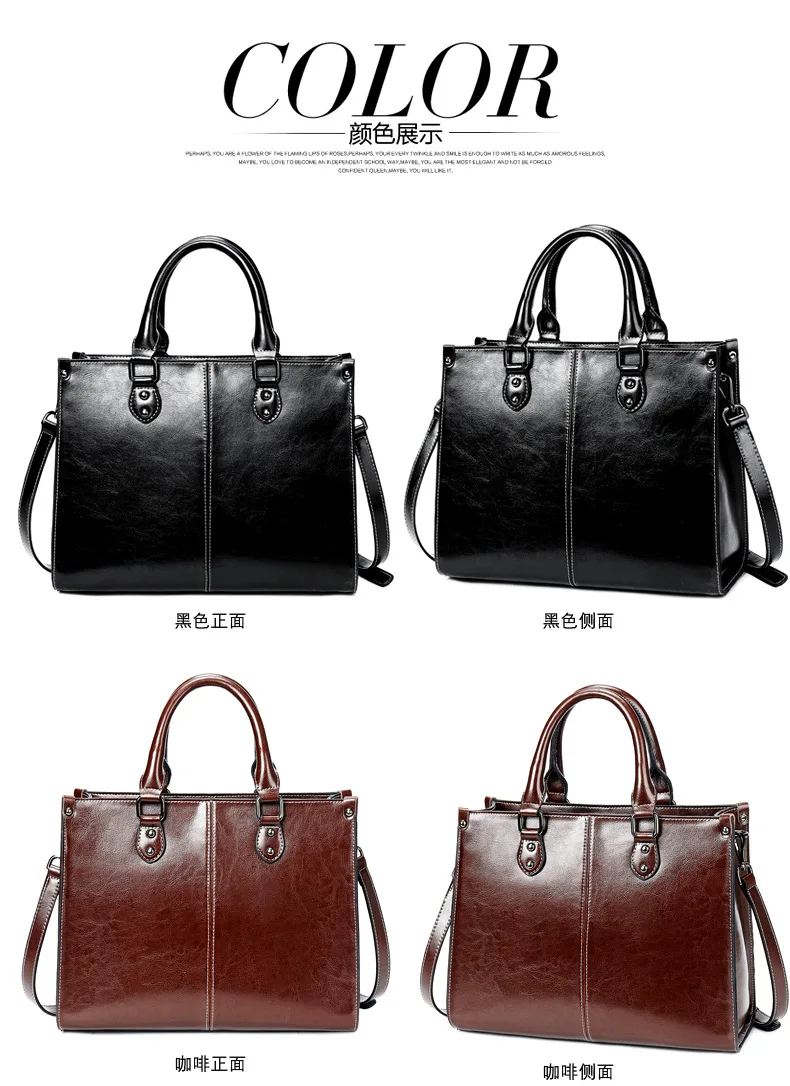 Women Handbag Cross body Shoulder Tote Bag Genuine Leather Shopping Fashion Office Female Real Cowhide Messenger Top Handle Bags