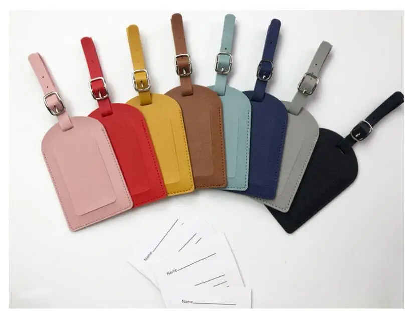 1PC PU Leather Luggage Tag Women Men Flight Holiday Travel Accessories Suitcase Tags Name ID Address Lable Bag Tags for Luggage