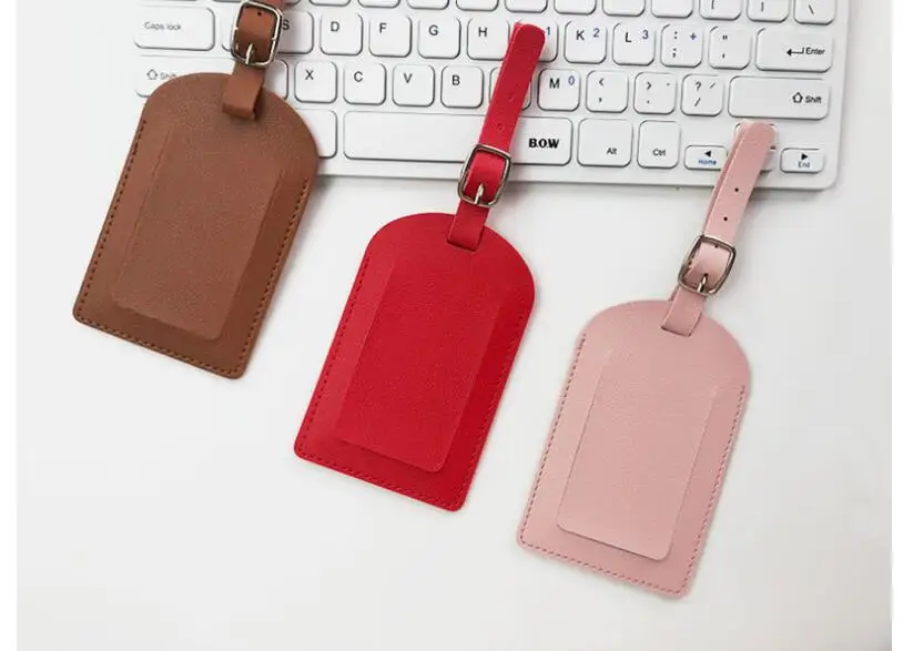 1PC PU Leather Luggage Tag Women Men Flight Holiday Travel Accessories Suitcase Tags Name ID Address Lable Bag Tags for Luggage