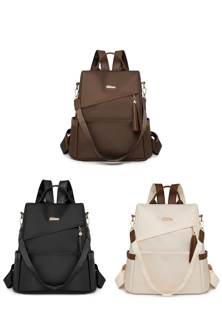 Fashion Women’s Nylon Anti-theft Backpack Tassel Decorative Casual Travel Female Shoulder Bag Large Capacity Student School Pack