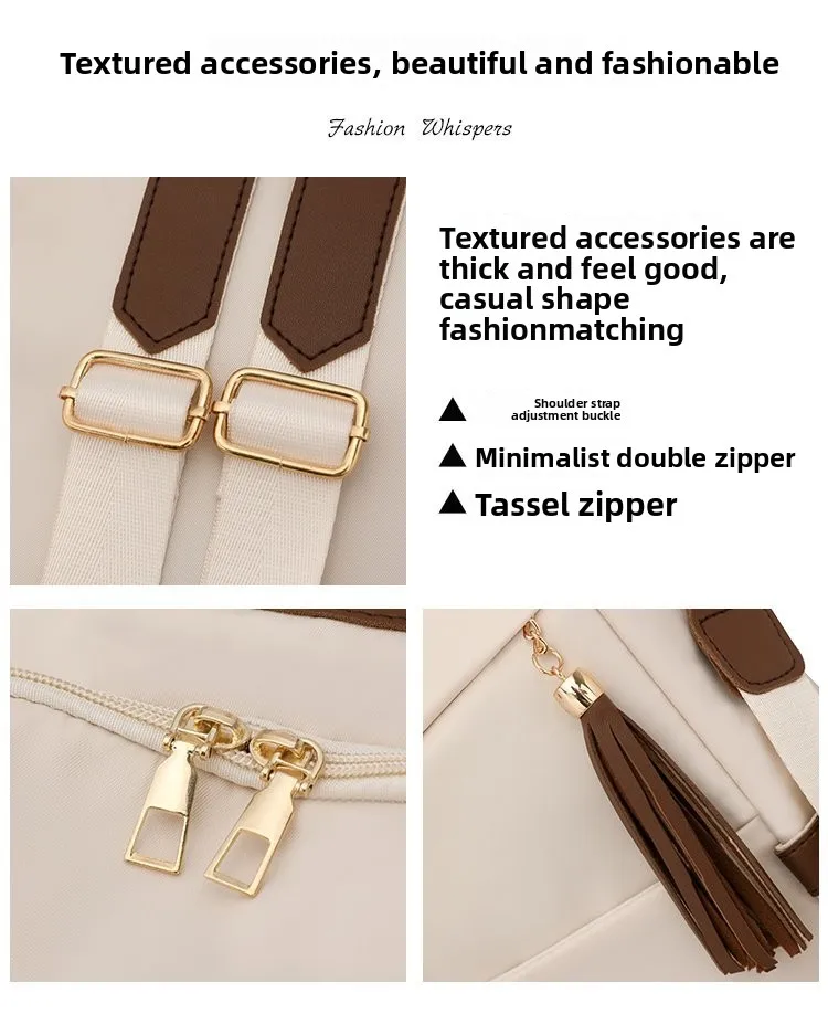 Fashion Women’s Nylon Anti-theft Backpack Tassel Decorative Casual Travel Female Shoulder Bag Large Capacity Student School Pack