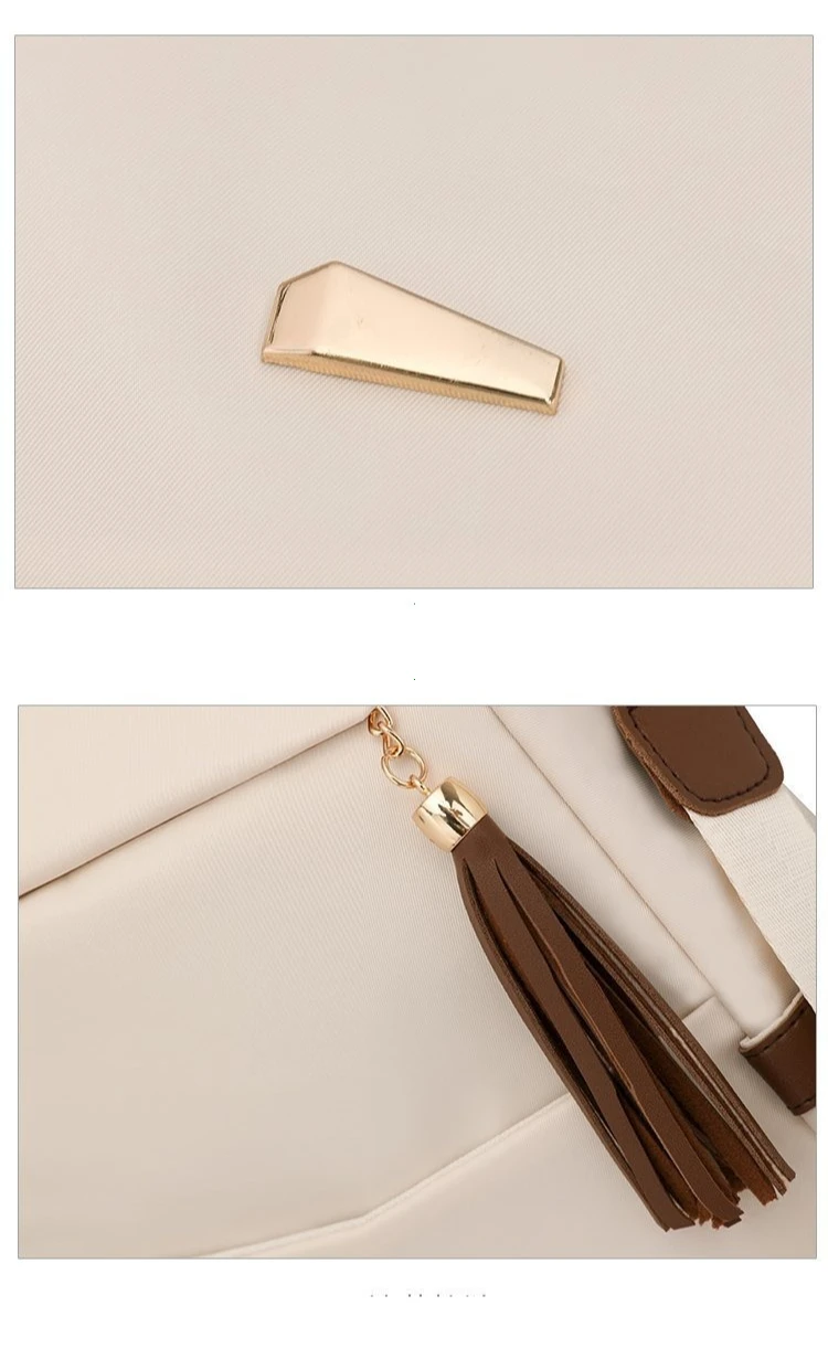 Fashion Women’s Nylon Anti-theft Backpack Tassel Decorative Casual Travel Female Shoulder Bag Large Capacity Student School Pack