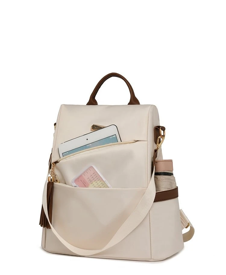 Fashion Women’s Nylon Anti-theft Backpack Tassel Decorative Casual Travel Female Shoulder Bag Large Capacity Student School Pack