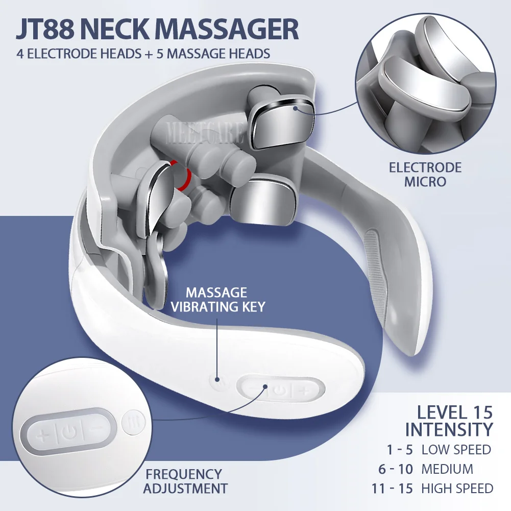 TENS Pulse Neck Massage Household Cervical Spine Massager Wireless Smart Sholder Cervical Massager Heating Muscle Punch Beating