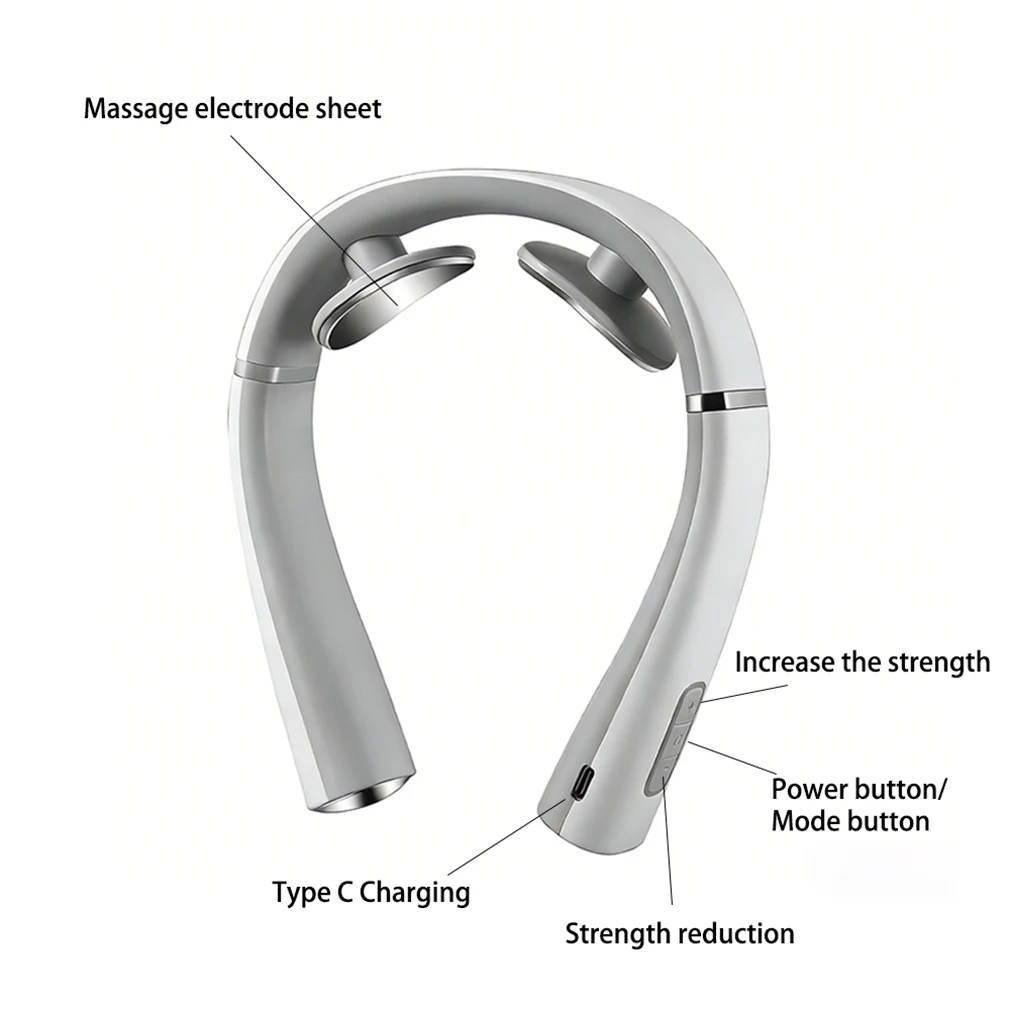 TENS Pulse Neck Massage Household Cervical Spine Massager Wireless Smart Sholder Cervical Massager Heating Muscle Punch Beating