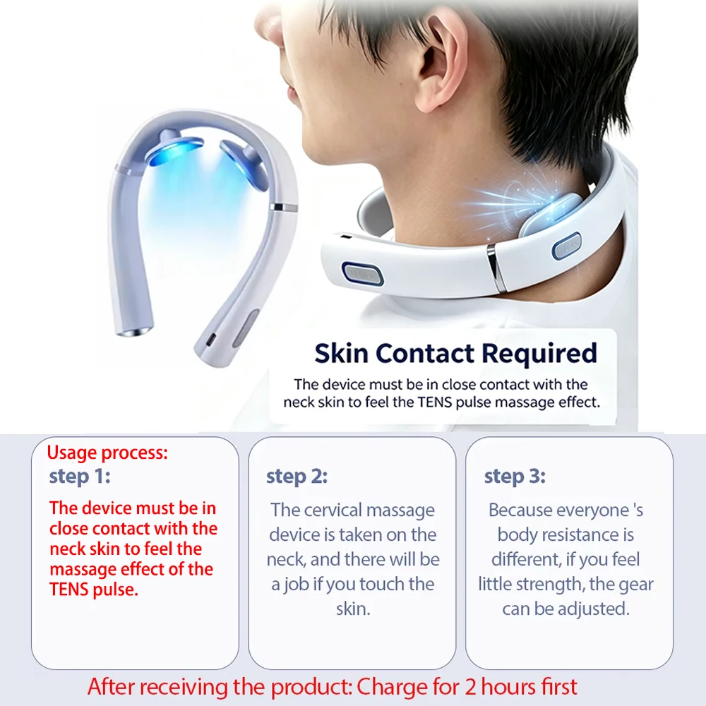 TENS Pulse Neck Massage Household Cervical Spine Massager Wireless Smart Sholder Cervical Massager Heating Muscle Punch Beating