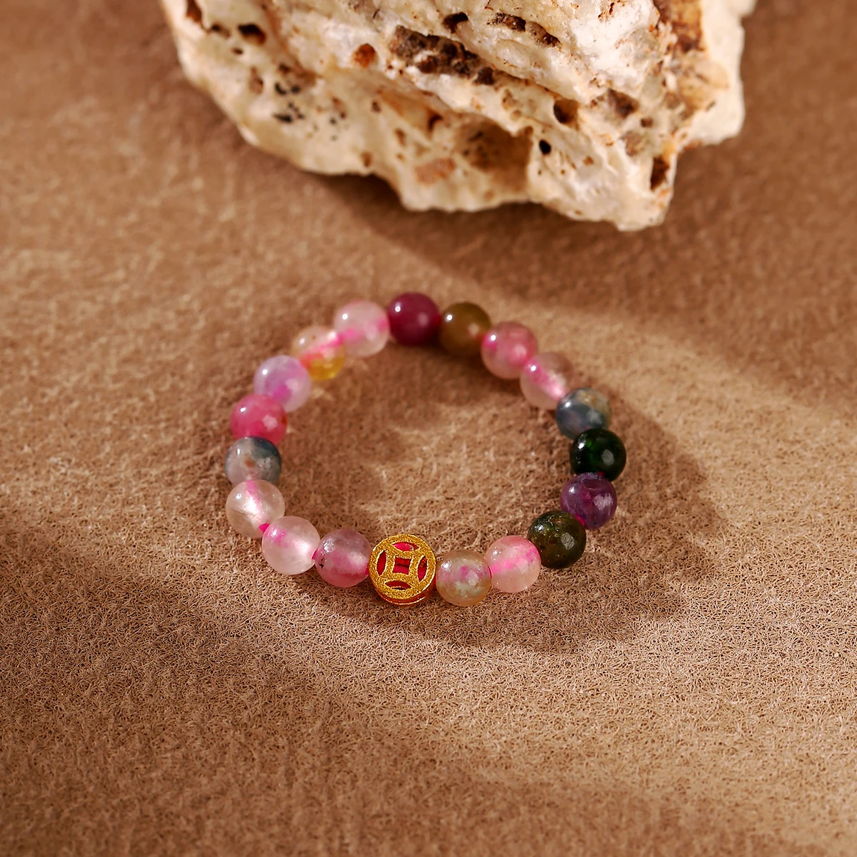 JD 3mm Natural Stone Amethyst Tourmaline Strand Rings Women Men Fashion Energy Healing Elastic Finger Rings Birthday Party Gifts