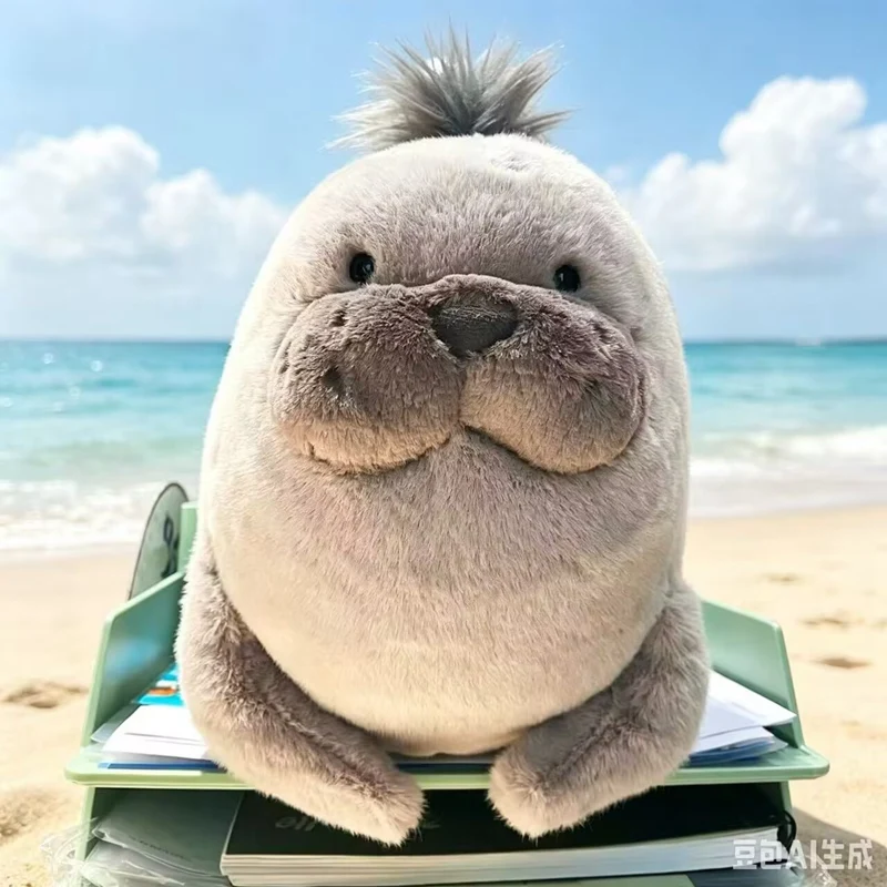 35cm Kawaii Brown Sea Lion Plush Toy Stuffed Aquatic Animal Cosplay Doll Companion Man Gift