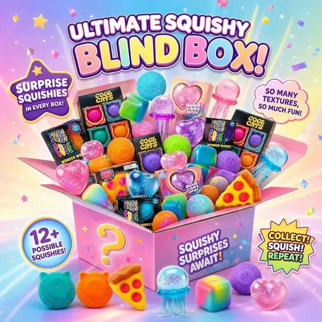 100+ Mystery Fidget Toy Blind Box ,Simulated Food,Antistress Foot Squishy Toy, Squeeze Toy, Mochi Squishy, Stress Reliever Toys