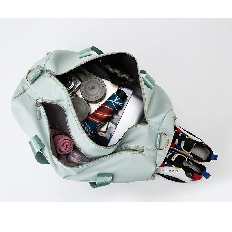Outdoor Waterproof Nylon Sports Gym Bags Men Women Training Fitness Travel Handbag Yoga Mat Sport Bag with shoes Compartment