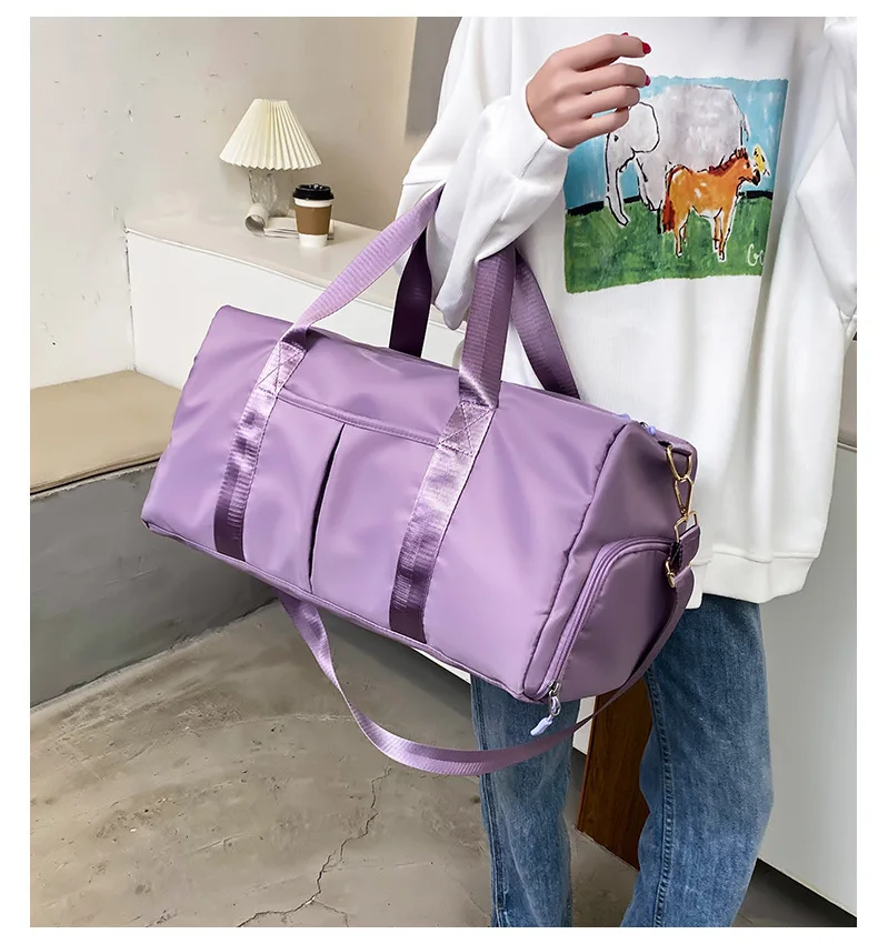 Outdoor Waterproof Nylon Sports Gym Bags Men Women Training Fitness Travel Handbag Yoga Mat Sport Bag with shoes Compartment
