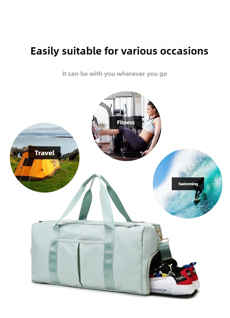 Outdoor Waterproof Nylon Sports Gym Bags Men Women Training Fitness Travel Handbag Yoga Mat Sport Bag with shoes Compartment
