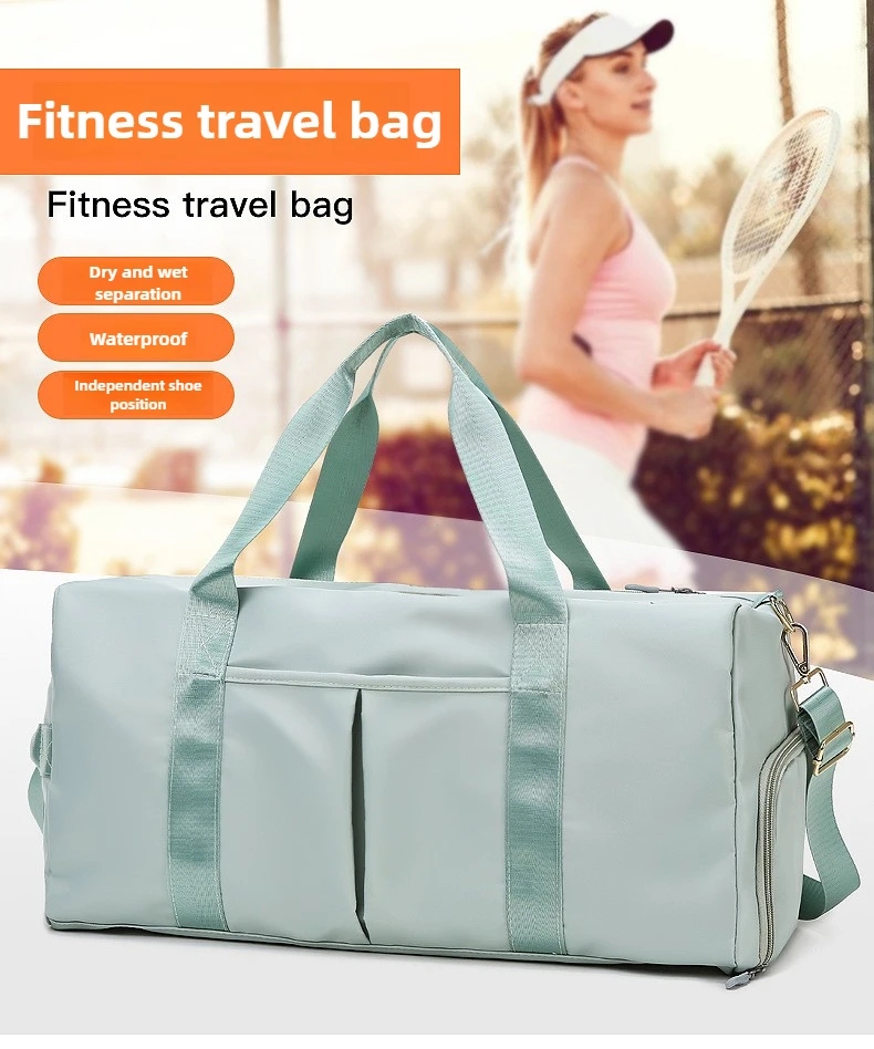 Outdoor Waterproof Nylon Sports Gym Bags Men Women Training Fitness Travel Handbag Yoga Mat Sport Bag with shoes Compartment