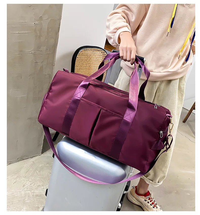 Outdoor Waterproof Nylon Sports Gym Bags Men Women Training Fitness Travel Handbag Yoga Mat Sport Bag with shoes Compartment