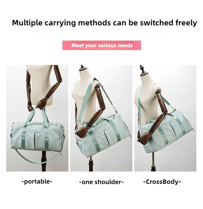 Outdoor Waterproof Nylon Sports Gym Bags Men Women Training Fitness Travel Handbag Yoga Mat Sport Bag with shoes Compartment