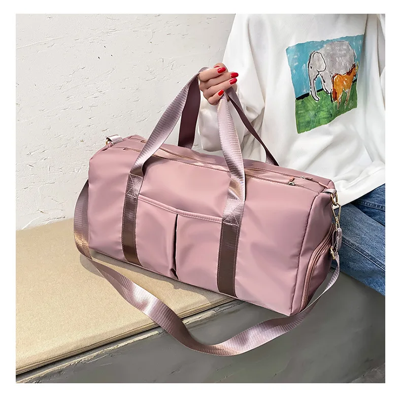 Outdoor Waterproof Nylon Sports Gym Bags Men Women Training Fitness Travel Handbag Yoga Mat Sport Bag with shoes Compartment