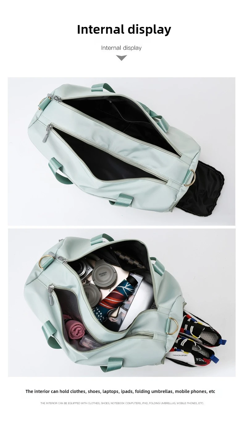 Outdoor Waterproof Nylon Sports Gym Bags Men Women Training Fitness Travel Handbag Yoga Mat Sport Bag with shoes Compartment
