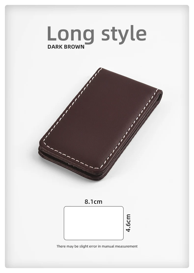 QOONG 2026 Custom Lettering High Quality Leather Money Clip Purse Men Strong Magnetic Black Clip for Money Holder ML1-001