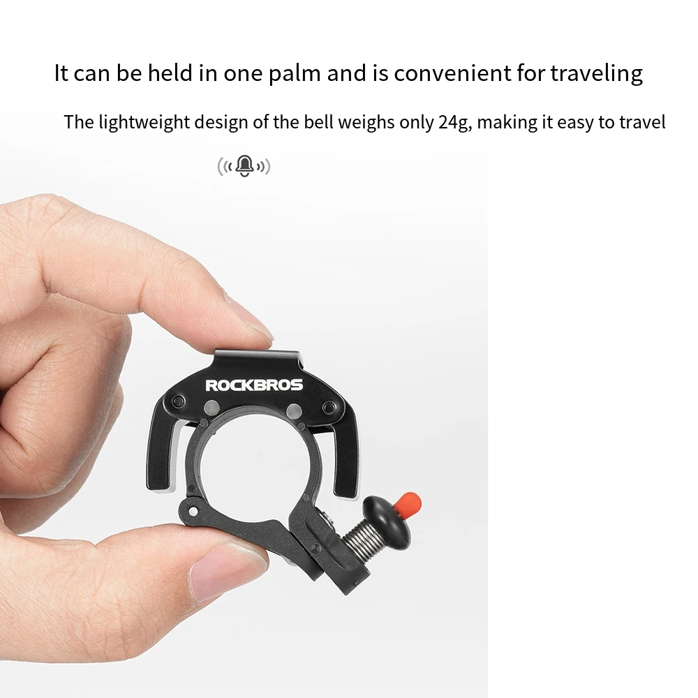 ROCKBROS Bicycle Bell Aluminum Alloy Rust-Proof Horn Small Volume Portable Sound Alarm For Safety MTB Road Bike Ring 90-100db