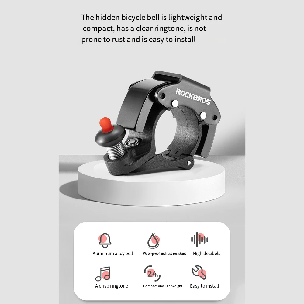 ROCKBROS Bicycle Bell Aluminum Alloy Rust-Proof Horn Small Volume Portable Sound Alarm For Safety MTB Road Bike Ring 90-100db