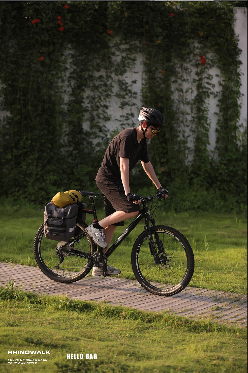 Rhinowalk Bicycle Pannier Bag 40L Waterproof Rear Rack Seat Trunk Bag With Rain Cover Handbag Cycling Storage Bag Accessories