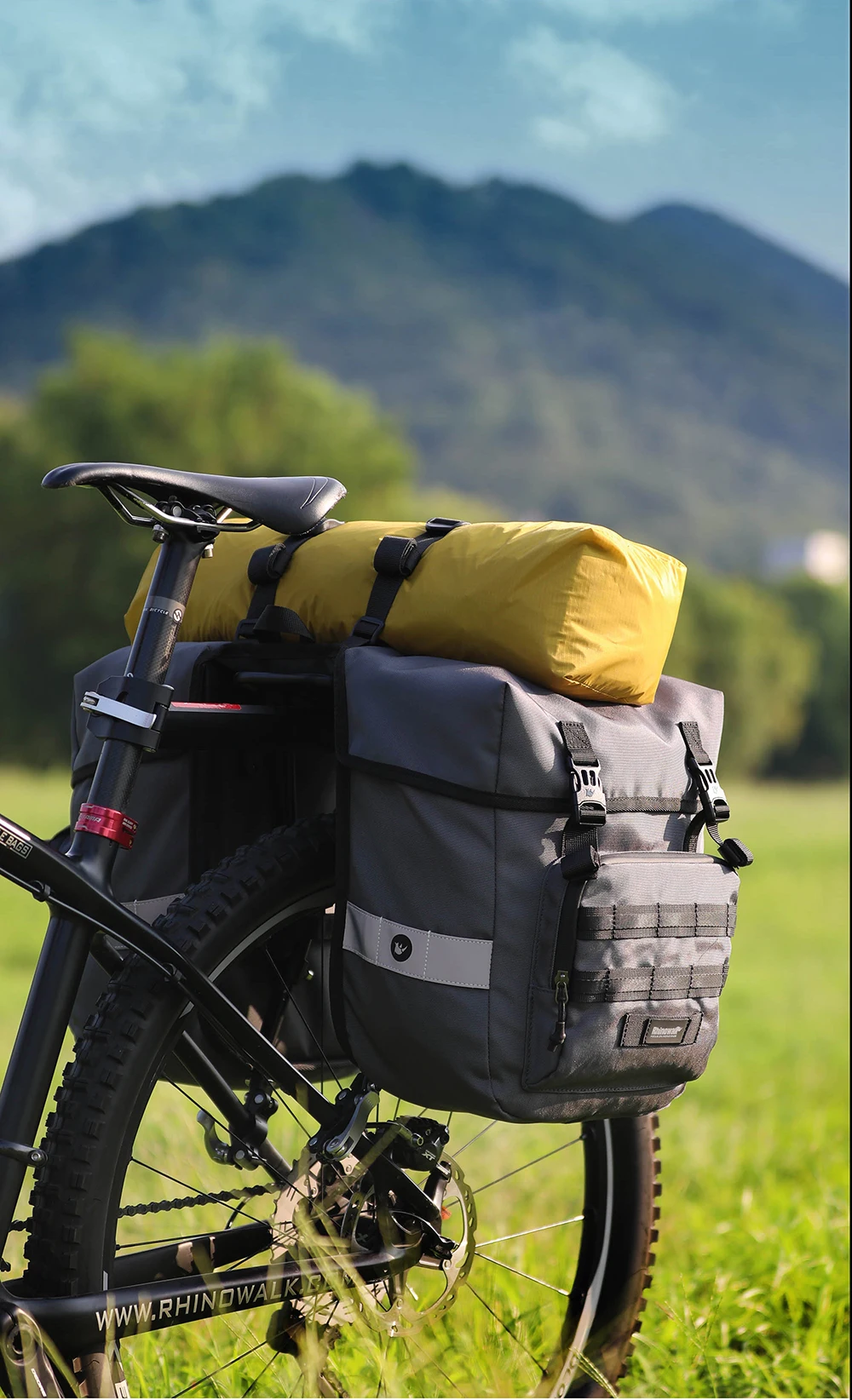 Rhinowalk Bicycle Pannier Bag 40L Waterproof Rear Rack Seat Trunk Bag With Rain Cover Handbag Cycling Storage Bag Accessories