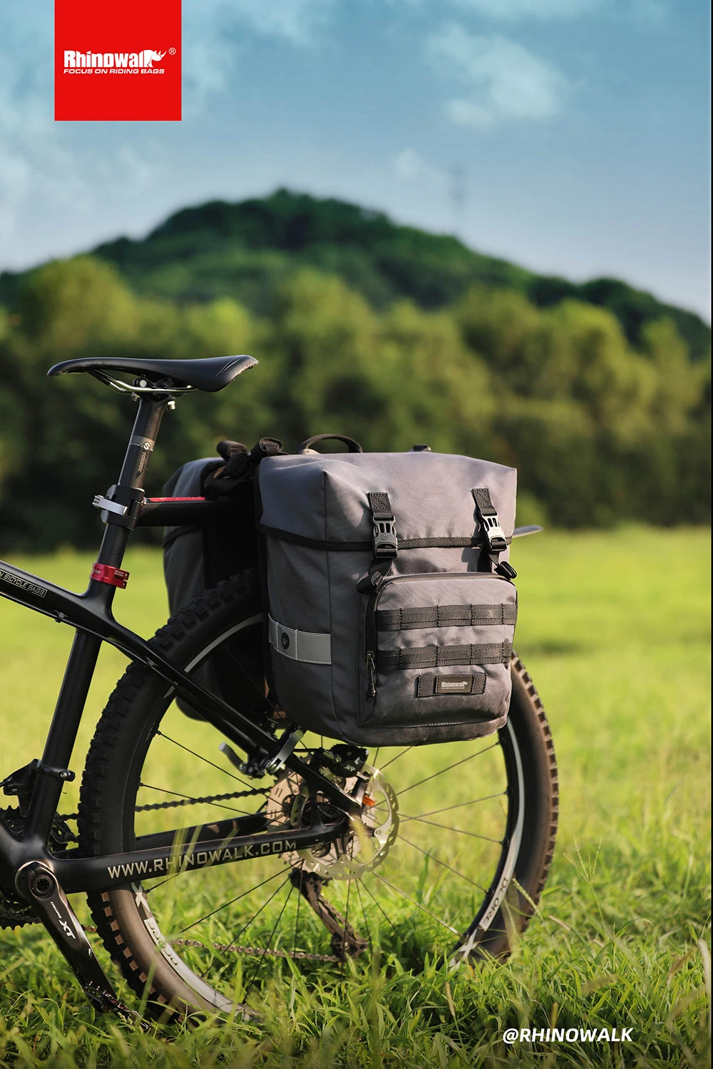 Rhinowalk Bicycle Pannier Bag 40L Waterproof Rear Rack Seat Trunk Bag With Rain Cover Handbag Cycling Storage Bag Accessories