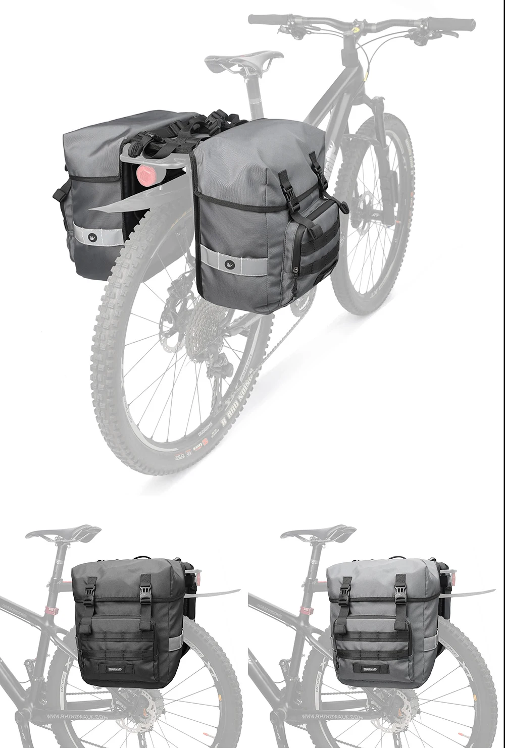 Rhinowalk Bicycle Pannier Bag 40L Waterproof Rear Rack Seat Trunk Bag With Rain Cover Handbag Cycling Storage Bag Accessories