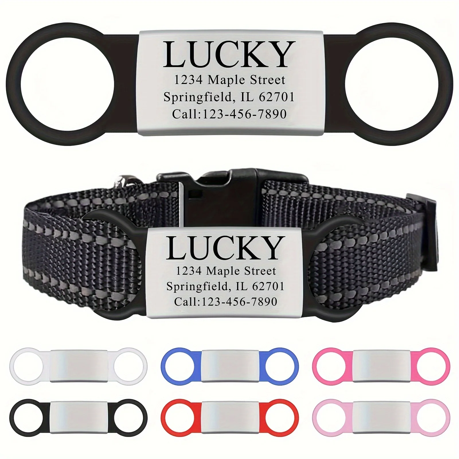 Customized Stainless Steel Engraved Nameplate For Pet Identification Cat And Dog ID Tag Installed On Collar With Name And Phone