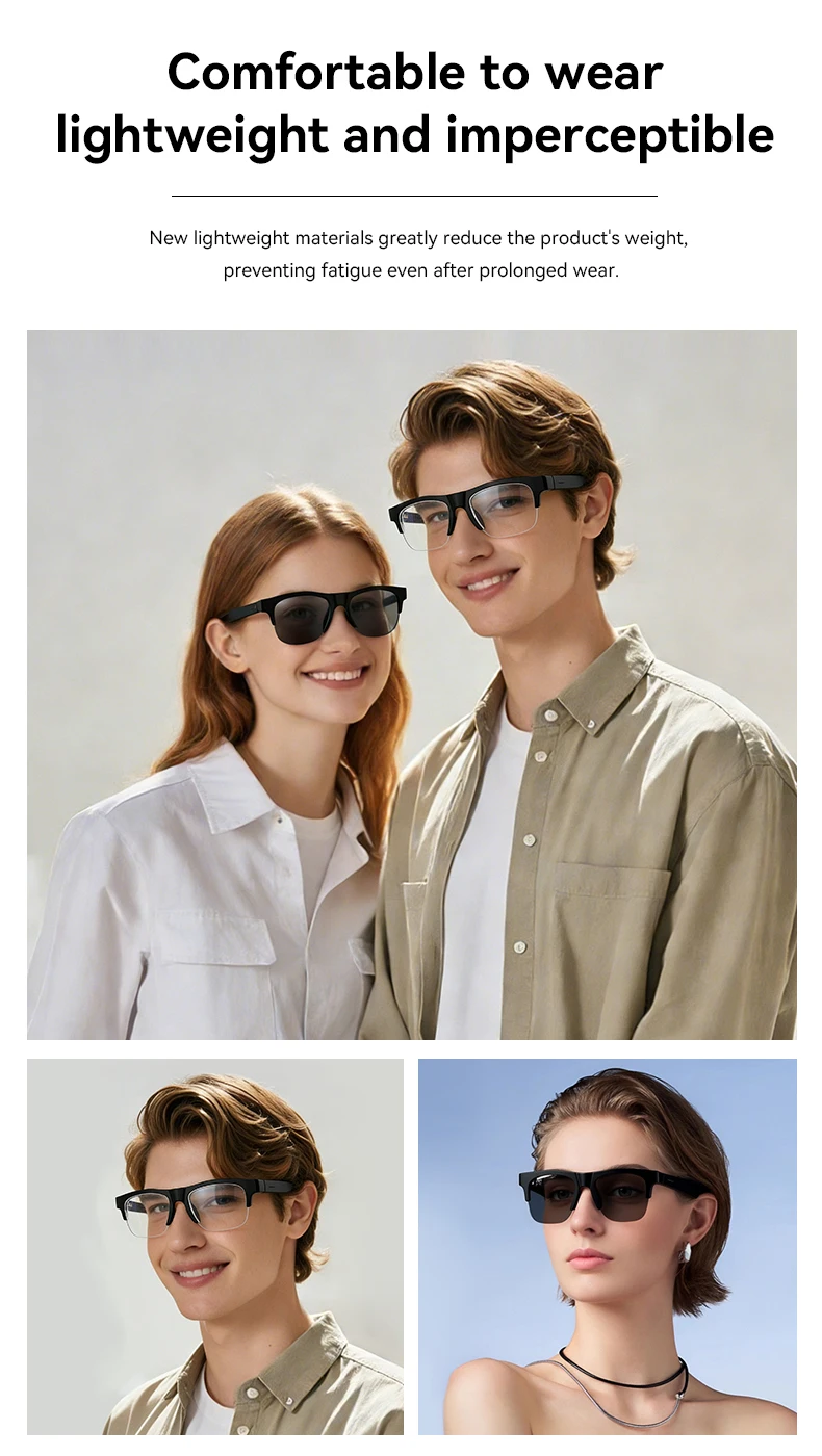 New Smart Glasses 2026 Music Sunglasses Headphones Wireless Bluetooth Call Headset HIFI Audio Glasses For Android