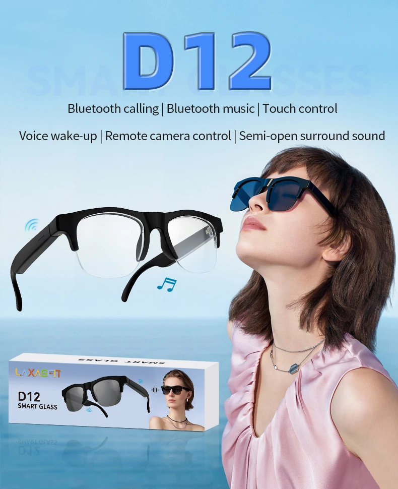 New Smart Glasses 2026 Music Sunglasses Headphones Wireless Bluetooth Call Headset HIFI Audio Glasses For Android