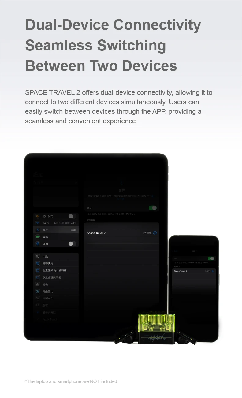 MOONDROP Space Travel 2 earphone HiFi Noise-Canceling TWS wiress Bluetooth 6.0 ANC Low-latency Game Mode SBC/AAC gaming headset