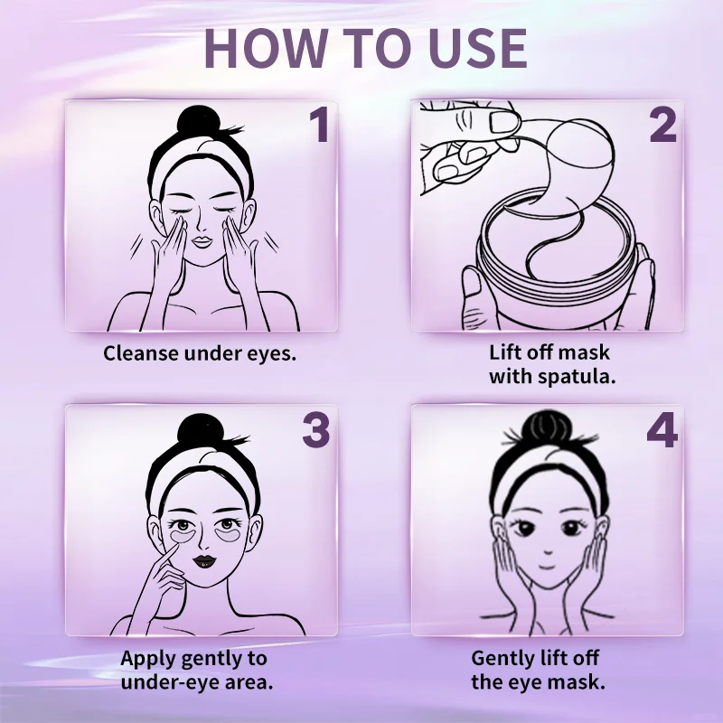 PDRN Eye Mask 60 Patches 30 Pairs, Niacinamide Collagen Under Eye Patches for Dark Circles Puffiness, Brightening Hydrating Skin