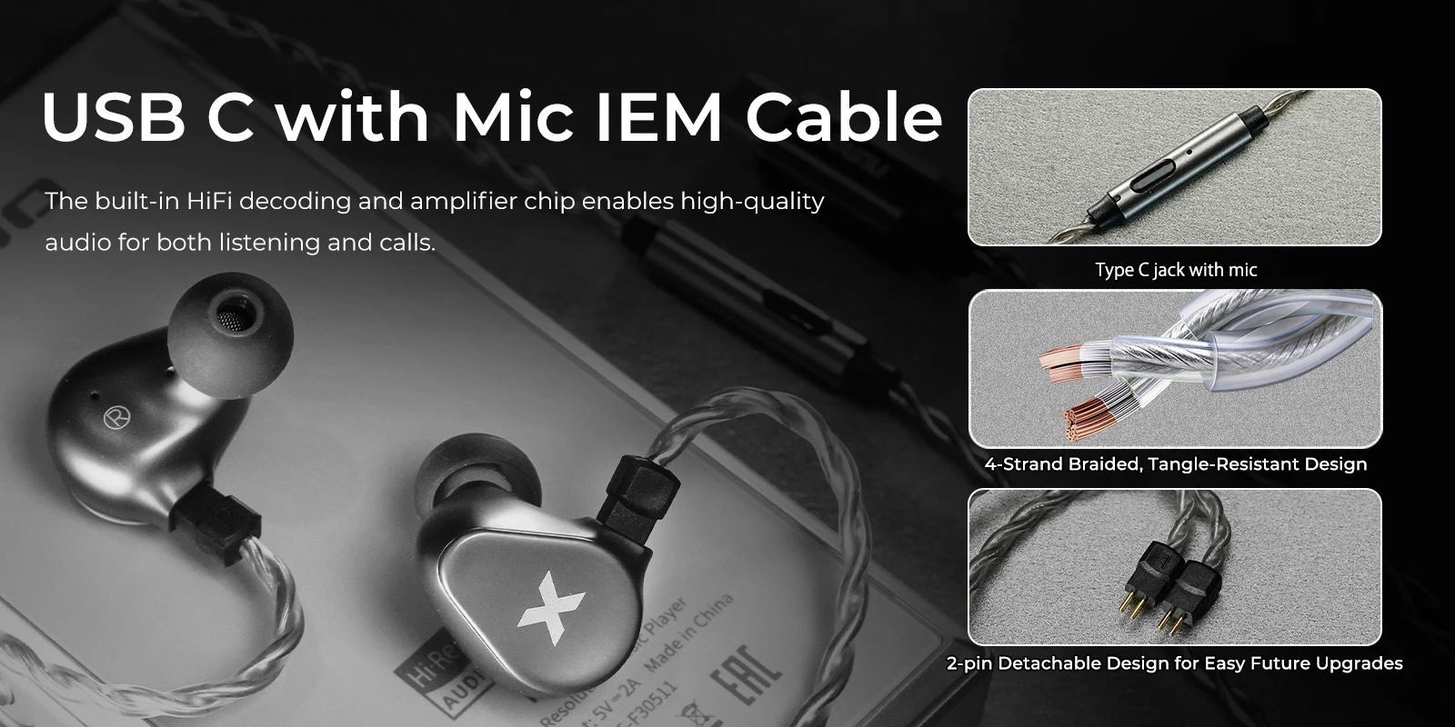 DUNU Titan X HiFi IEM Earphones Dual Magnetic Dynamic Driver Metal Alloy Housing 3.5mm/TypeC Mic Earbuds For Audiophile Gaming