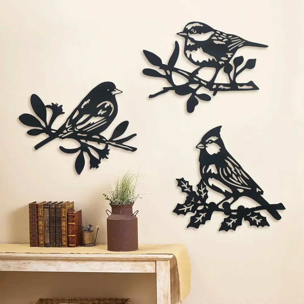 Metal Bird Wall Hanging Silhouette Art Home Decor Outdoor Indoor Hanging Pendant