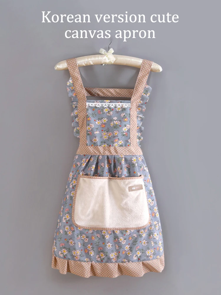 1 Piece For Women's Floral Home Apron With Pocket, Adjustable Apron For Kitchen, Cooking, Baking, Grilling, Chef's Apron