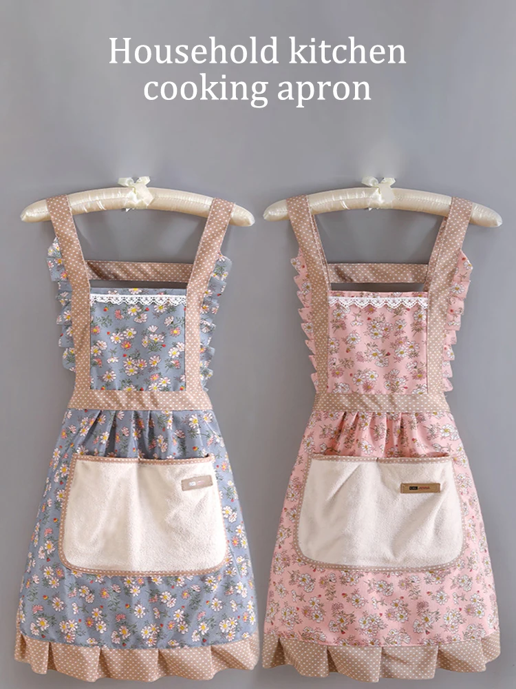 1 Piece For Women's Floral Home Apron With Pocket, Adjustable Apron For Kitchen, Cooking, Baking, Grilling, Chef's Apron