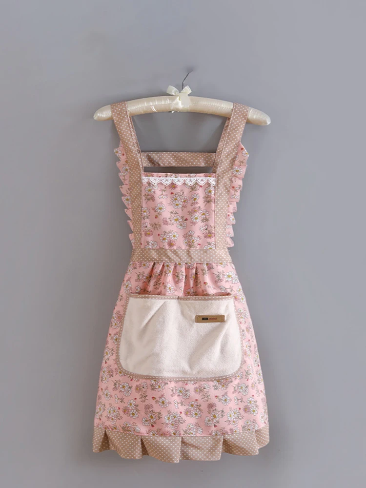 1 Piece For Women's Floral Home Apron With Pocket, Adjustable Apron For Kitchen, Cooking, Baking, Grilling, Chef's Apron