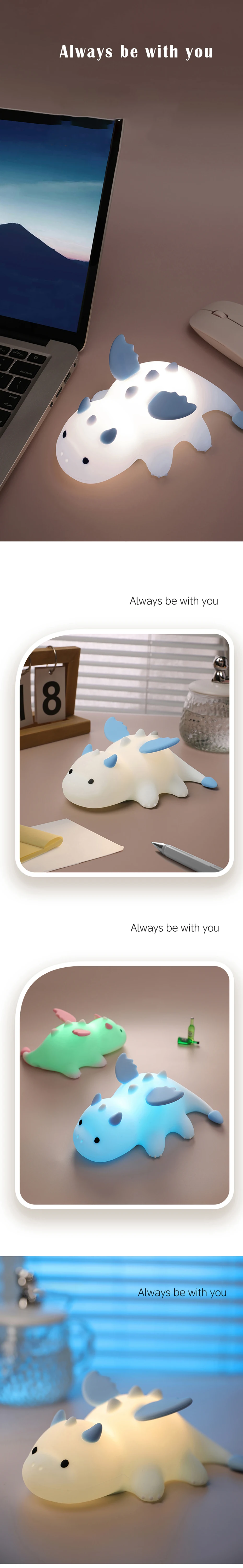 Cartoon Silicone Night Light, Cute Naillong Sleep Lamp USB Rechargeable Colorful Atmosphere Light, Home Decoration, Holiday Gift
