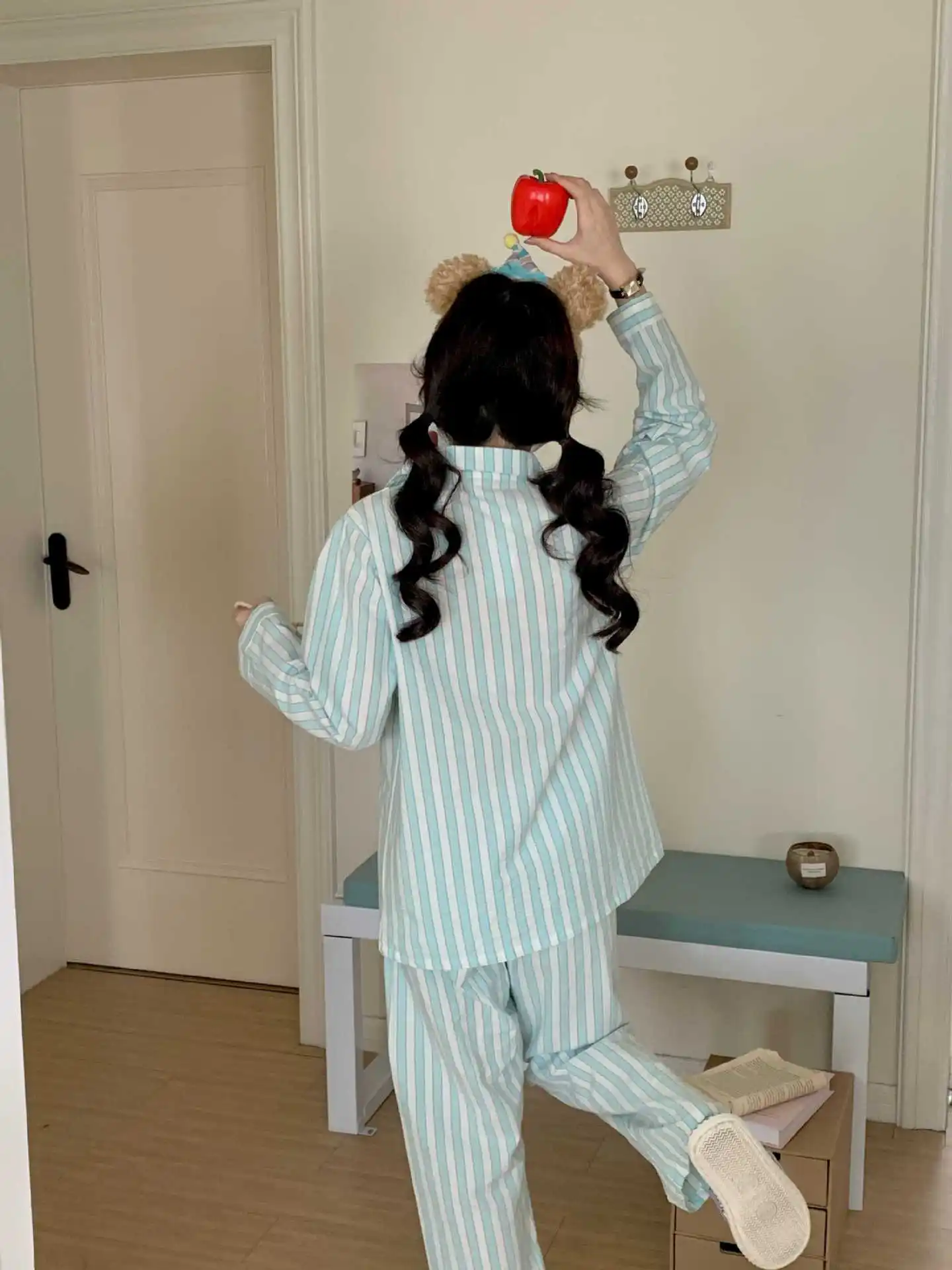 2026 New Spring/Summer Japanese Women's Striped Pajama Set 100% Cotton Long Sleeve Long Pants Two Piece Set Thin Home Clothing