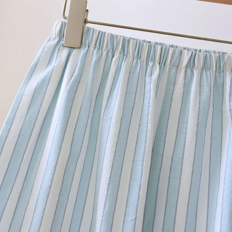 2026 New Spring/Summer Japanese Women's Striped Pajama Set 100% Cotton Long Sleeve Long Pants Two Piece Set Thin Home Clothing