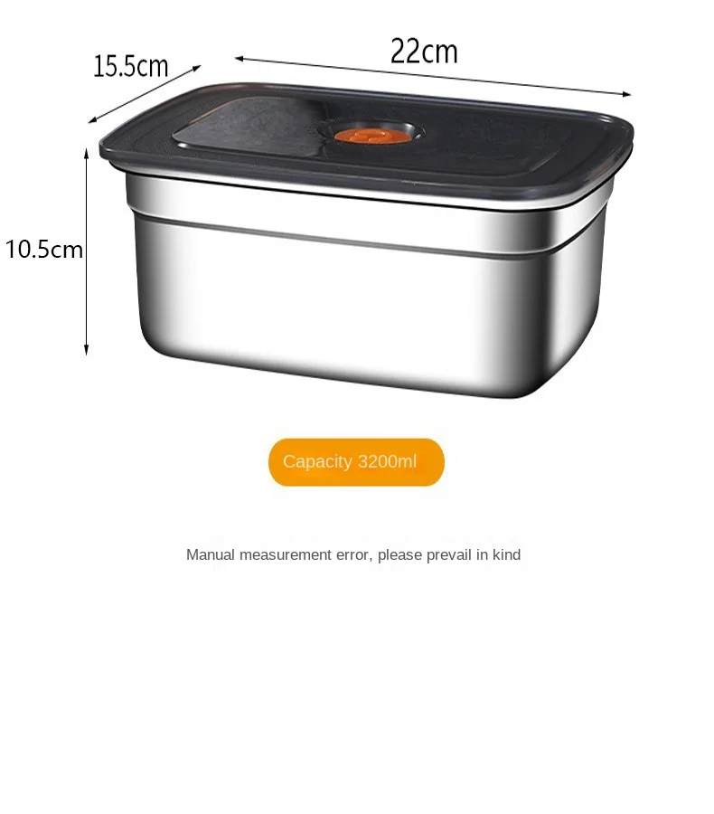 304 Stainless Steel Crisper, Lunch Box, Sealed Leak-proof Bento Box, Refrigerator Freezer Storage Box, Camping Lunch Box