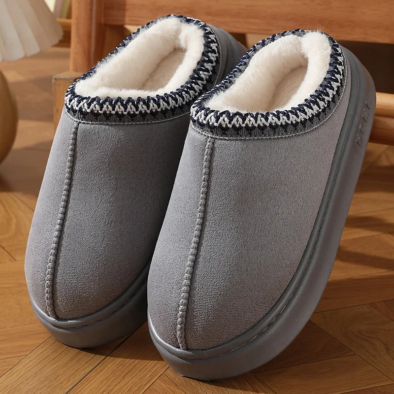 New Fashion Fluffy Platform Slippers for Women 2025 Winter Plush Warm Cotton Shoes Woman Comfort Non Slip Unisex Home Slippers